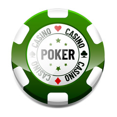 Poker glossy green chip icon