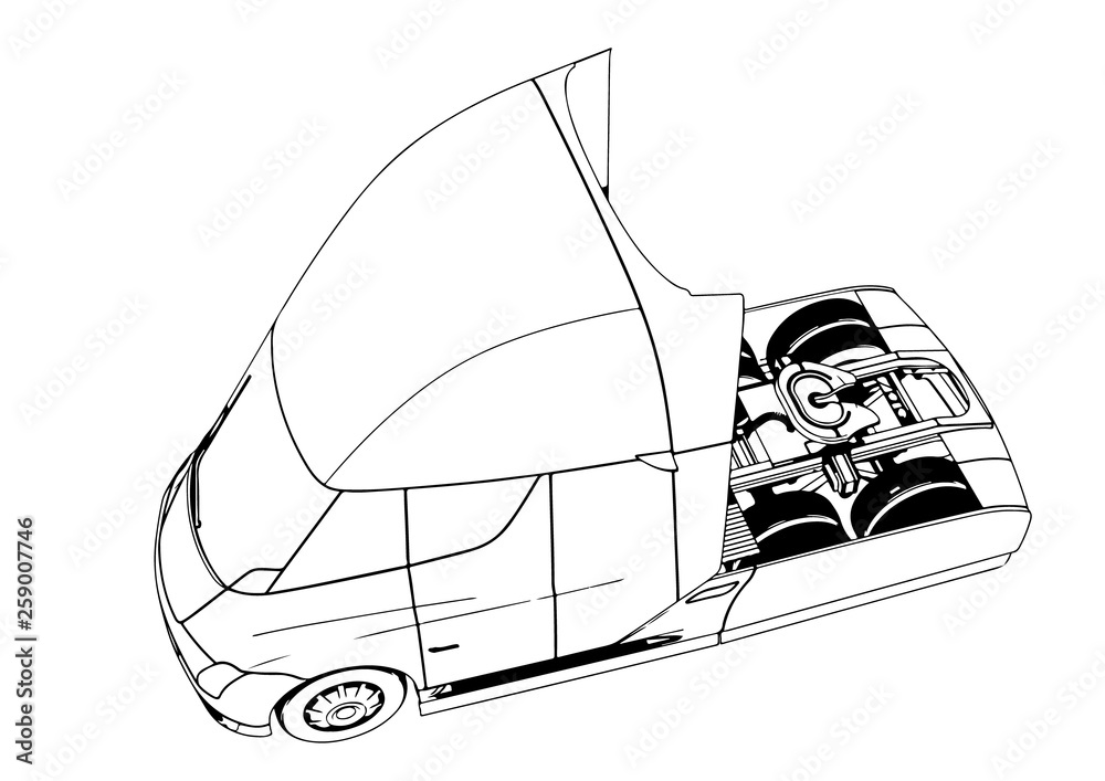 Poster sketch of a modern truck vector