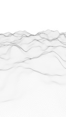 Abstract landscape on a white background. Cyberspace grid. Hi-tech network. 3d technology illustration