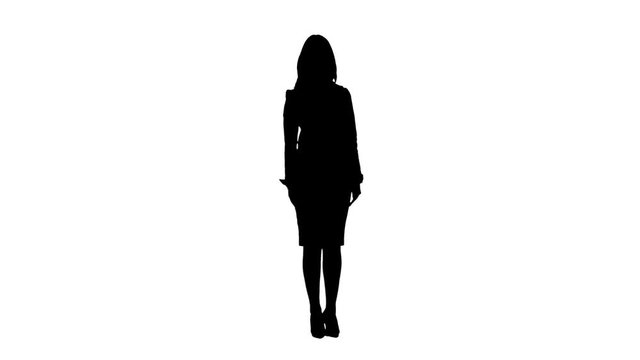 Silhouette a female newsreader presenting the news. White background