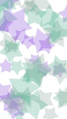 Multicolored translucent stars on a white background. Green tones. 3D illustration