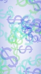 Multicolored translucent dollar signs on white background. 3D illustration