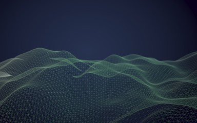 Abstract landscape background. Cyberspace purple grid. Hi-tech network. 3D illustration