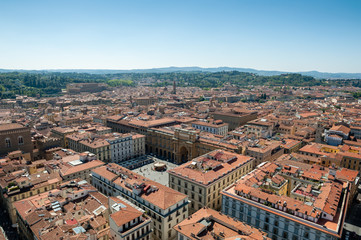 Fototapeta na wymiar Bird view on square of republic Florence