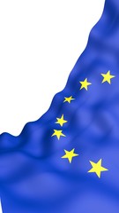 Slightly waving flag of the European Union isolated on white background, 3D rendering. Symbol of Europe. 3D illustration