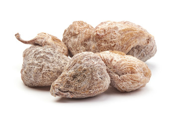 Tasty Organic Dried Figs berries, close-up, isolated on white background
