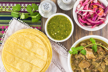 Obraz na płótnie Canvas Mexican cuisine. Pork in green sauce.