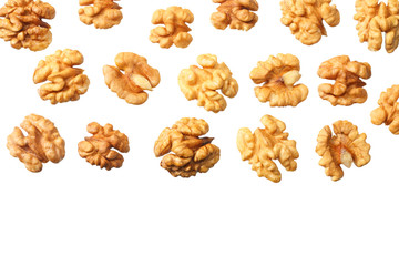 walnuts isolated on white background top view