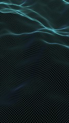 Abstract landscape background. Cyberspace green grid. Hi-tech network. 3D illustration