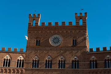 Fototapeta na wymiar Siena historical building on Piazza del Campo