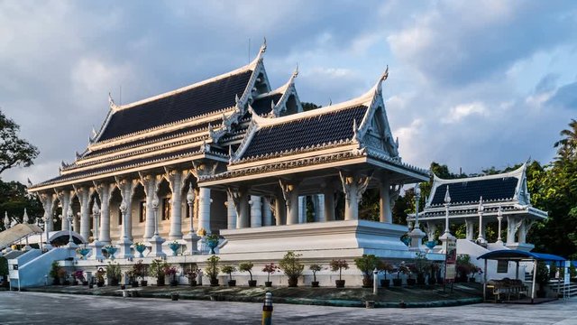Timelapse of the visitors walking at the famous temple in Krabi, Thailand