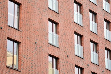 Fragment of a modern apartment building in front. Very modern apartment house.