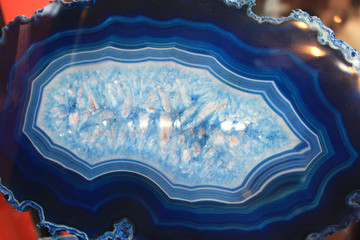 Slice of blue agate crystal - obrazy, fototapety, plakaty