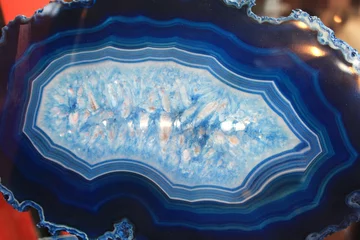 Papier Peint photo Lavable Cristaux Tranche de cristal d& 39 agate bleue