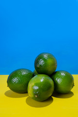 Set of limes on colorful background