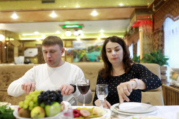 Couple dining in restaurant