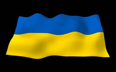 The flag of Ukraine on a dark background. National flag