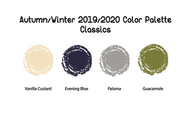 Naklejka premium Autumn/Winter 2019/2020 Color Palette. Classics. Color swatch concept modern style. Color palette guide. Design guide, catalogue. Vector illustration EPS 10 