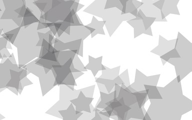 Obraz premium Gray translucent stars on a white background. Gray tones. 3D illustration