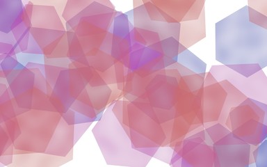 Multicolored translucent hexagons on white background. Red tones. 3D illustration