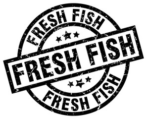 fresh fish round grunge black stamp