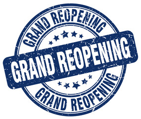 grand reopening blue grunge round vintage rubber stamp
