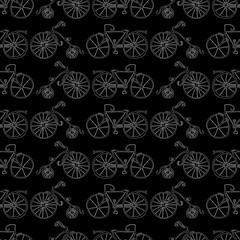 Background of outlines of old bicycles