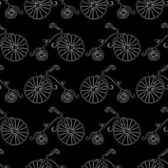 Pattern of outlines of vintage bicycles