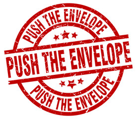 push the envelope round red grunge stamp