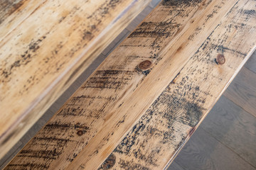 reclaimed wood bench detail
