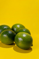 Set of limes on colorful background