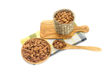 Almond nuts on a white background