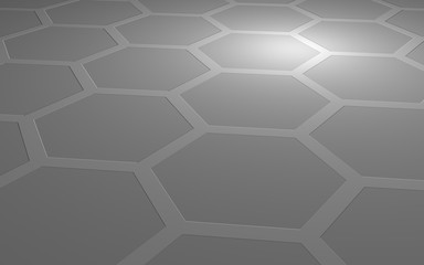 Honeycomb on a gray background. Perspective view 