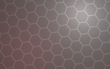 Honeycomb with color lighting, on a gray background. Perspective view on polygon look like honeycomb. Isometric geometry. 3D illustration