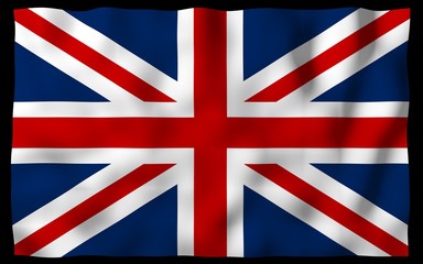 Waving flag of the Great Britain on dark background