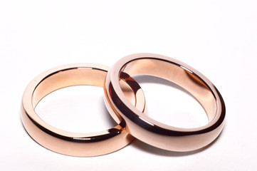 wedding rings on a white background