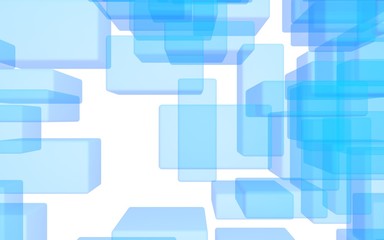 Blue and white abstract digital and technology background. The pattern with repeating rectangles. 3D illustration