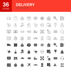 Delivery Line Web Glyph Icons