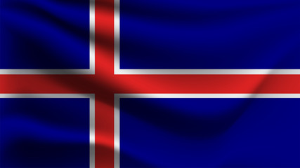 Iceland flag waving with the wind, 3D illustration
