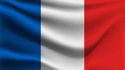 France flag waving with the wind, 3D illustration