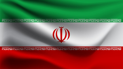 Iran flag waving with the wind, 3D illustration