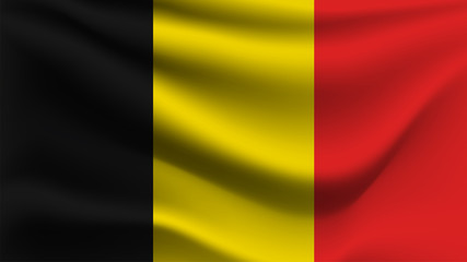 Belgium flag waving with the wind, 3D illustration