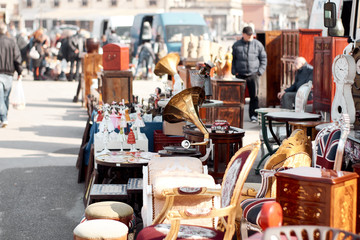 Selling antique goods on a flee market 