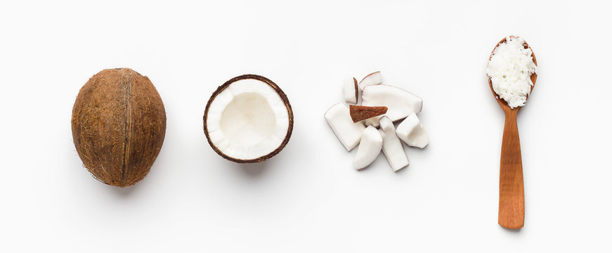 Coconuts composition on white