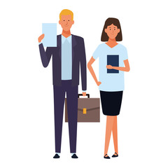 business couple avatar cartoon character