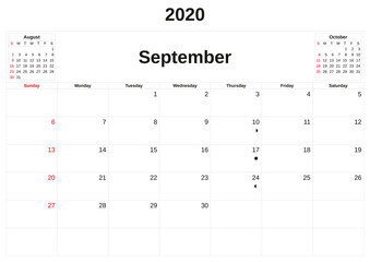 2020 a monthly calendar  with white background.