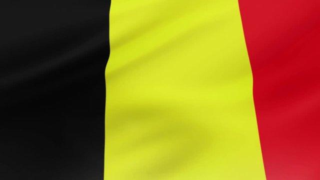 Belgium flag waving in wind video footage  Realistic Belgium Flag background. Belgium Flag Looping Closeup