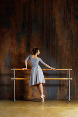 Fototapeta premium Young beautiful ballerina is posing in studio