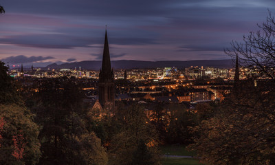 Large Panoramic picture of Glasgow city at night
