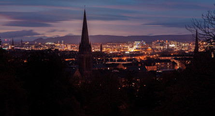 Large Panoramic picture of Glasgow city at night